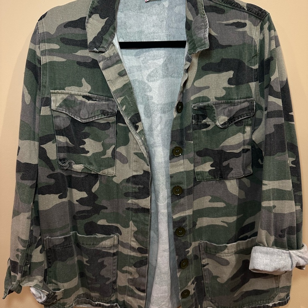 Pink Lily Camo Jean Jacket